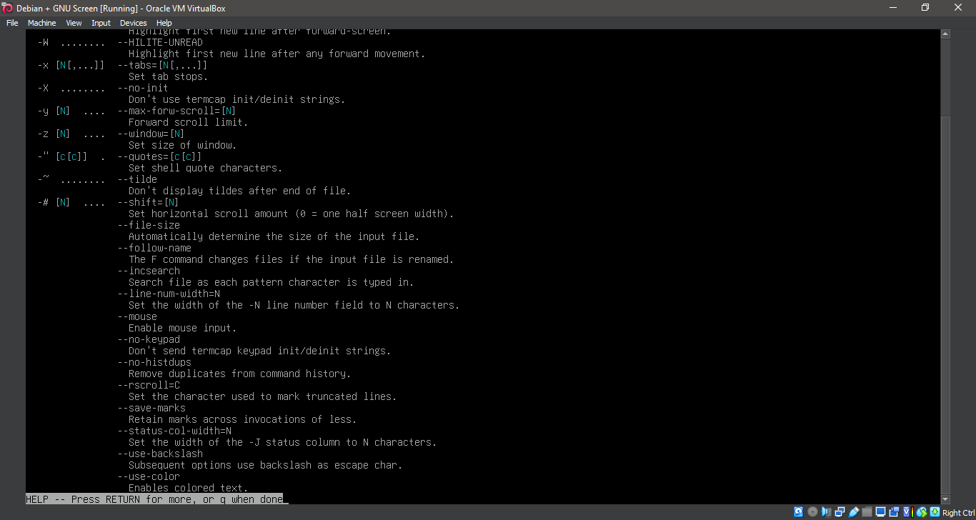 Running 'man screen'